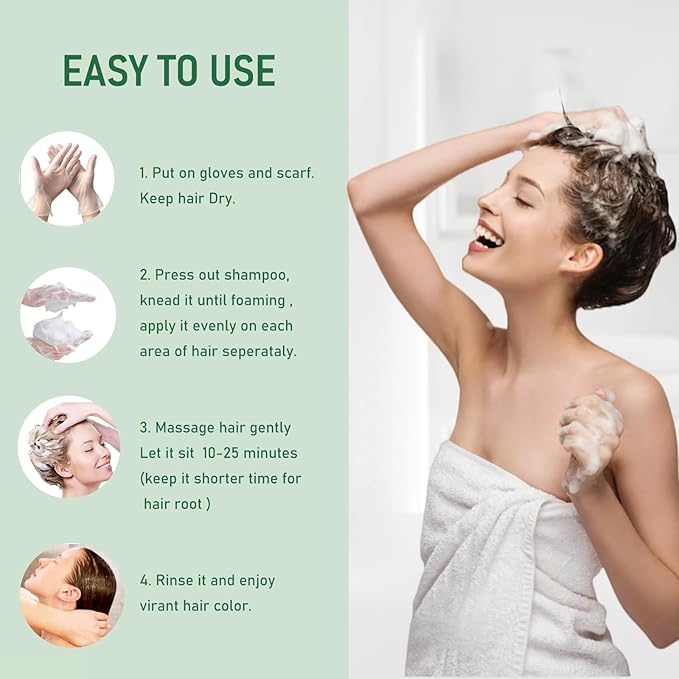 Black Hair Dye Shampoo 3 in 1, Hair Color Shampoo for Gray Hair, Tea Tree Black Hair Shampoo, Champu Para Canas, Gentle and Effective, Colors in Minutes, 16.90 Fl Oz