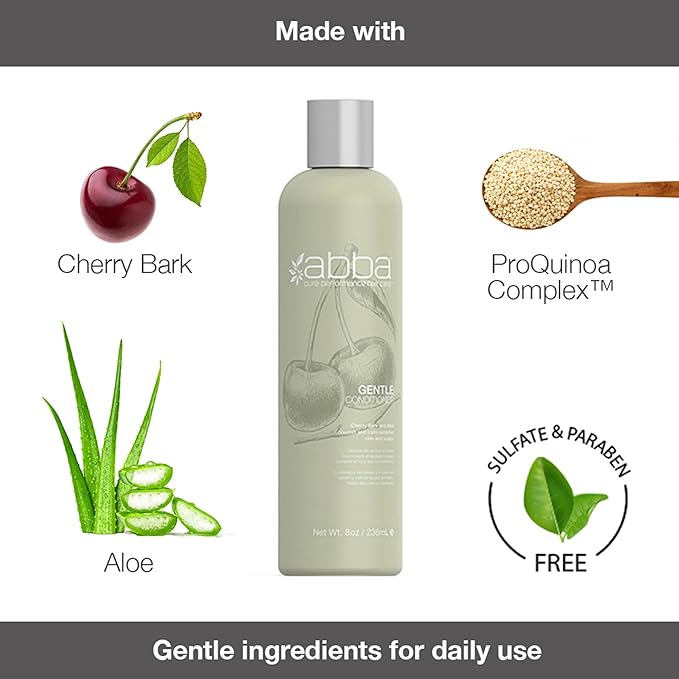 ABBA - Pure Gentle Shampoo & Conditioner Soothing & Nourishing Value Duo Set – Cherry Bark & Aloe, 32 fl oz Each