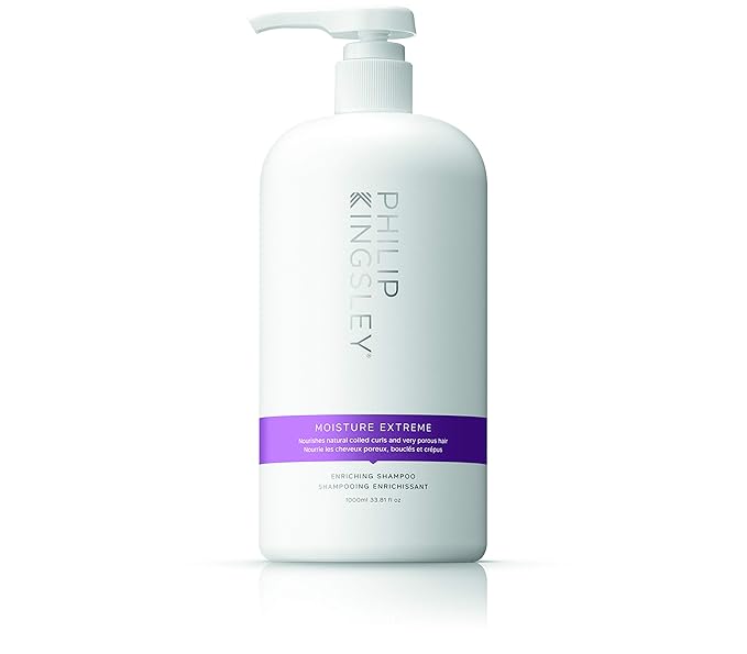 PHILIP KINGSLEY Moisture Extreme Enriching Shampoo for Curly Dry Damaged Hair Curls Anti-Frizz Hydrating Intense Hydration Gentle Cleansing Shampoo Detangles Conditions Tames, 33.8 oz