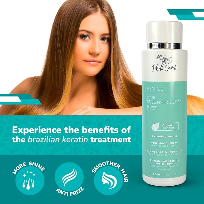 Venice Smoothing Keratin Kit, Keratin Hair Treatment Straightening Set- Keratina Para Alisar El Pelo Sin Formol - Paso Unico & Hair Mask for Silky Soft Hair (500g)- (Pack of 2)