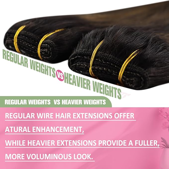 YoungSee Wire Extensions Balayage Straight Real Hair Wire Extensions Balayage Darkest Brown to Medium Brown Headband Wire Hair Extensions Real Human Hair Brown Silky Smooth Hair Extensions 18In 80G