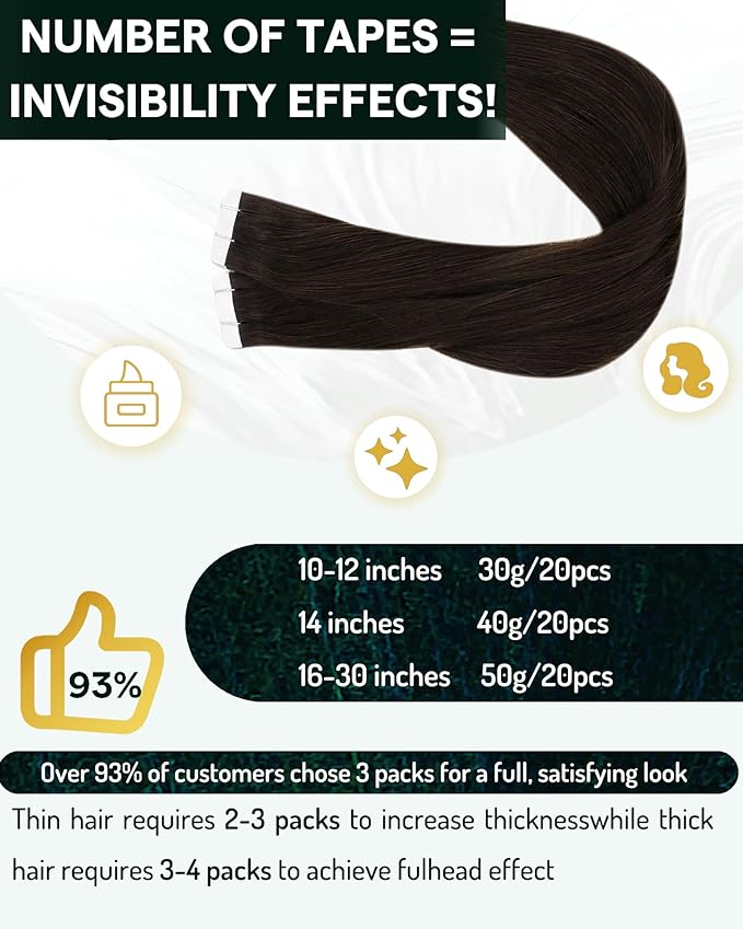 RUNATURE 24 Inch Tape ins Human Hair Extensions for Long Hair Dark Brown Hair Tape in Extensions Remy Hair PU Tape in Hair Extensions Human Hair #2 Brown Glue in Hair Extensions Silky 50g 20pcs