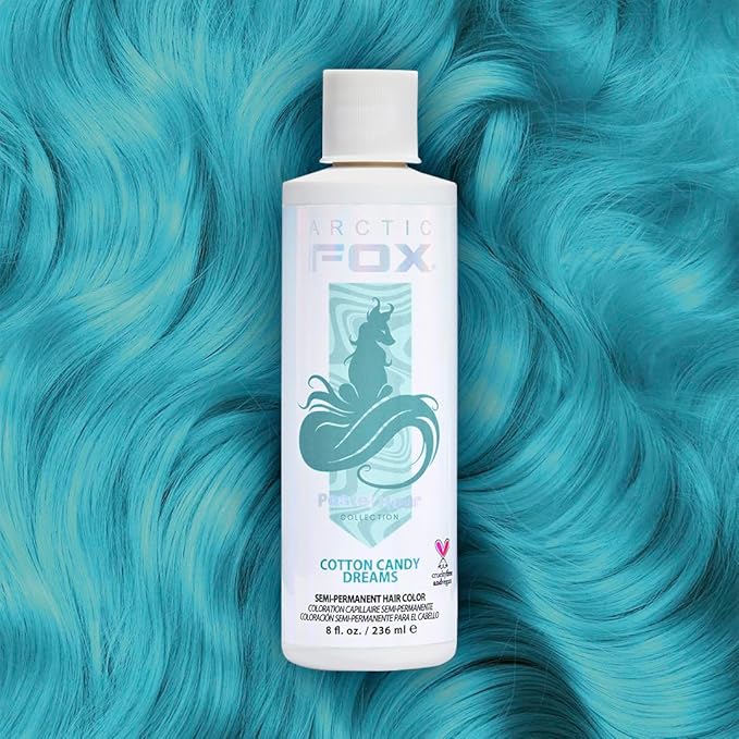 Arctic Fox Semi-Permanent Hair Dye, Vegan & Cruelty-Free, Pastel Blue, Ammonia-Free, Conditioning, For Bleached Hair, Long Lasting Color, Unisex, 8 Fl Oz, Cotton Candy Dreams