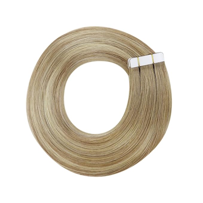 YoungSee Tape in Human Hair Extensions Balayage Tape ins Hair Extensions Ombre Golden Brown to Blonde Real Hair Tape in Extensions Human Hair 18 Inch 20pcs 50g Invisible Hair Extensions Human Hair