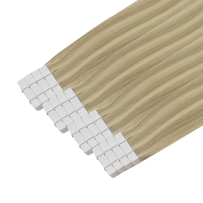 YoungSee Tape in Hair Extensions Real Human Hair Blonde Highlight Tape ins Human Hair Extensions Golden Blonde Highlights Human Hair Tape in Extensions 20 Inches 20pcs 50g Invisible Hair Extensions