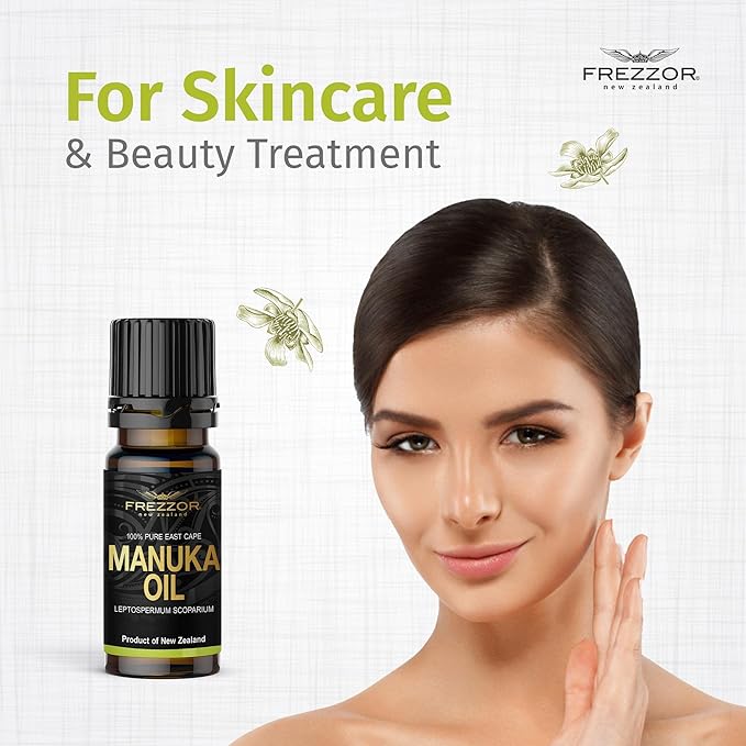 FREZZOR Manuka Essential Oil - Promotes Healthy Nails & Smooth, Acne-Free Skin (10ml) 5 Bottles - 100% Pure Natural High-Grade Manuka Oil Essential Oil for Topical Use & Aromatherapy Diffuser.