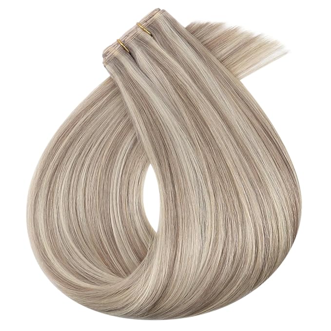 Full Shine Butterfly Weft Hair Extensions Human Hair 20 Inch Invisible Pu Hole Weft Extensions Color 18 Ash Blonde Highlight 613 Bleach Blonde Genius Weft With Hole 100 Grams