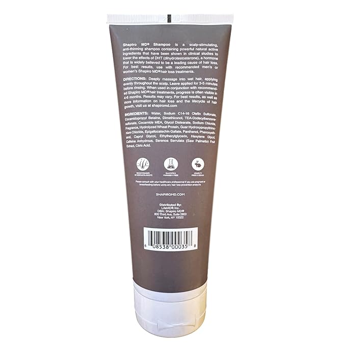 Shapiro MD Hair Growth Experts Hair Loss Shampoo | DHT Fighting Vegan Formula for Thinning Hair Developed by Dermatologists | Experience Healthier, Fuller and Thicker Looking Hair | 2 Month Supply
