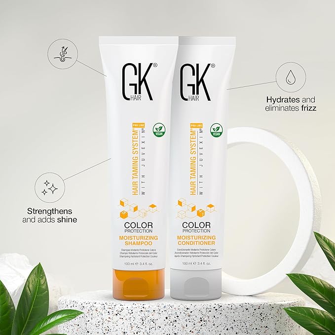GK HAIR Color-Treated Moisturizing Shampoo & Conditioner 3.4 fl oz Duo – Sulfate-Free Hydrating Set for Color Protection, Frizz Control & Deep Nourishment