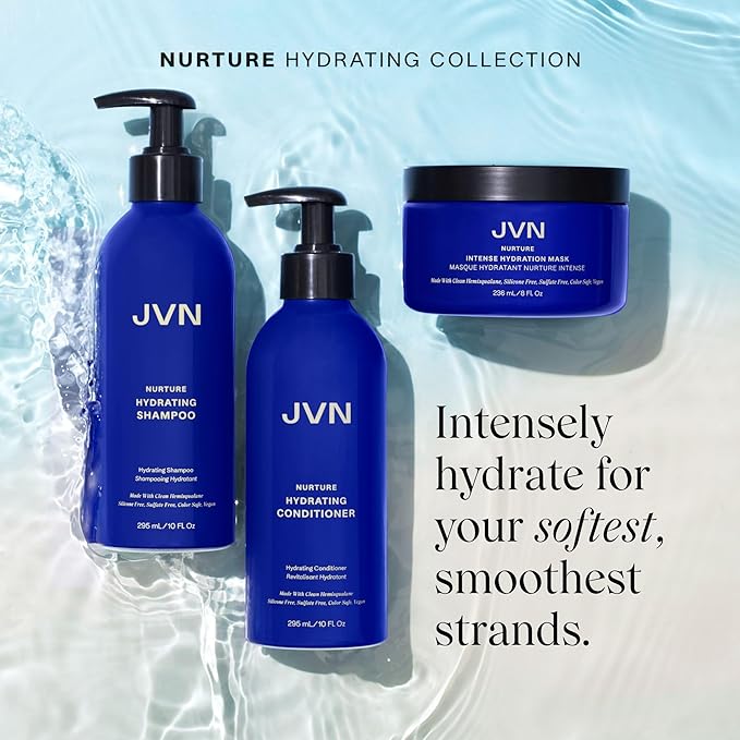 JVN Nurture Hydrating Shampoo & Conditioner (20 Fl Oz), Nurture Shampoo & Conditioner for All Hair Types, Detangles & Softens Hair, Made with Clean Hemisqualane