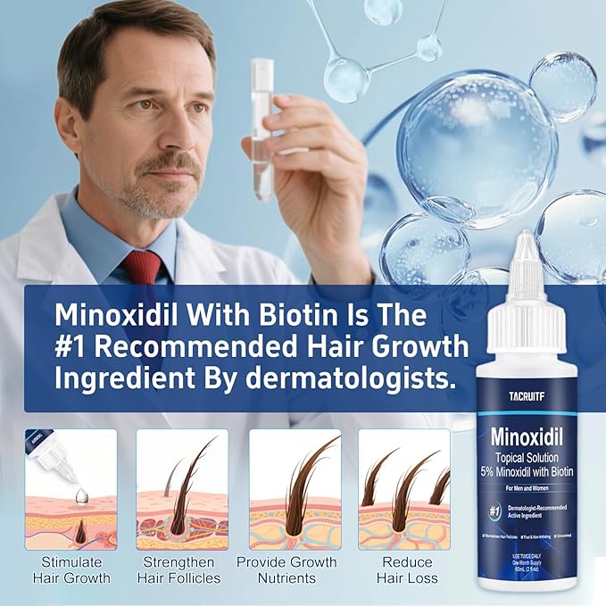 6 Packs, 5% Minoxidil with Biotin, Hair Growth Treatment, Minoxidil Hair and Beard Growth Oil, Minoxidil for Men and Women, Supports Thicker and Fuller Hair & Beard (12 fl oz, 6 Month Supply)