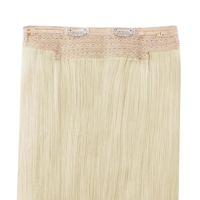 YoungSee Wire Hair Extensions Blonde Invisible Wire Real Hair Extensions Platinum Blonde Straight Wire Real Human Hair Extensions Blonde Hair Extensions Invisible Wire can be Ironed and Dyed 18In 80G