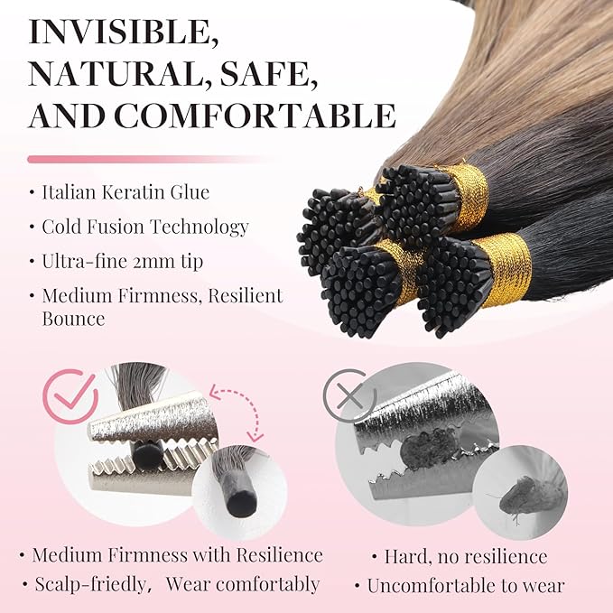 MAXITA I Tip Hair Extensions Human Hair,50g/100s Natural Black 14 Inch Comfortable Wear, Invisible & Natural Cold Fusion, 100% Remy Human Hair Itip Keratin Hair Extensions