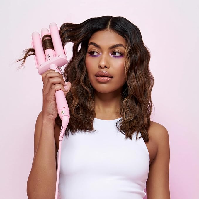 Mermade PRO Hair Waver 1" - 3 Barrel, Curling Iron 1 Inch, Ceramic Barrel Waver for Thick, Thin, Long, or Short Hair - 1", Pink
