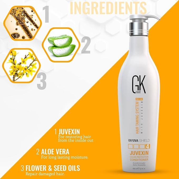 GK Hair Shield Conditioner 22 Fl Oz – UV Protection for Color Hair, Aloe Vera & Argan Infused, Sulfate and Paraben Free, Repairs Damage, Boosts Shine, Hydrating & Vegan