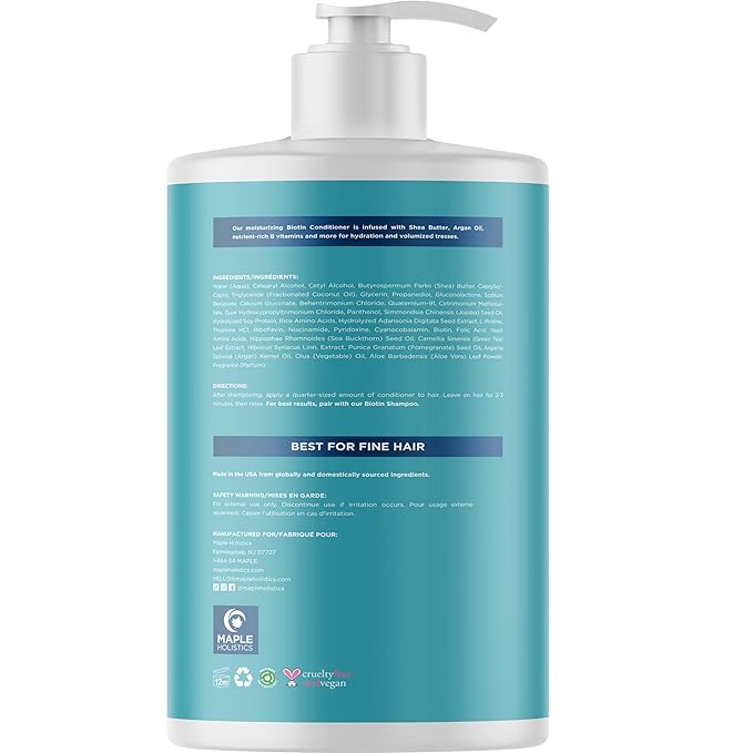 Biotin Conditioner for Thinning Hair - Volumizing Conditioner for Fine Thin & Weak Hair - Sulfate Paraben & Silicone Free with Nourishing Plant Proteins Argan Oil Green Tea & B Vitamins (32 Fl Oz)