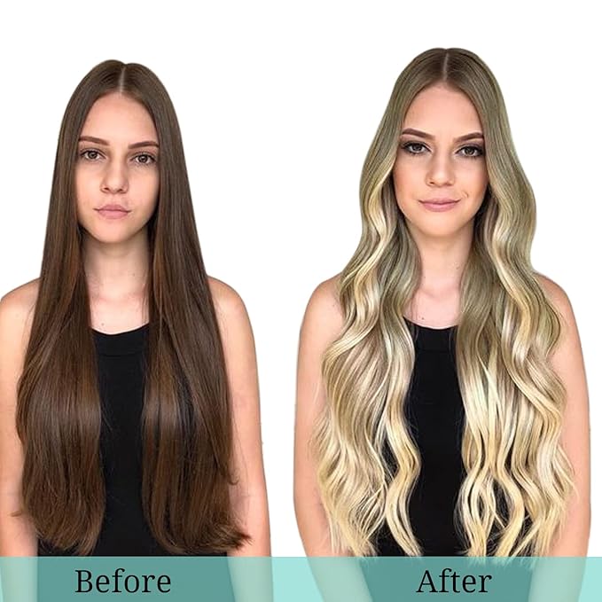 DOORES Hair Extensions Clip in Human Hair, Ash Brown to Platinum Blonde 12 Inch 7pcs 80g, Clip in Hair Extensions Real Human Hair Extensions Human Hair Natural Silky Straight Hair
