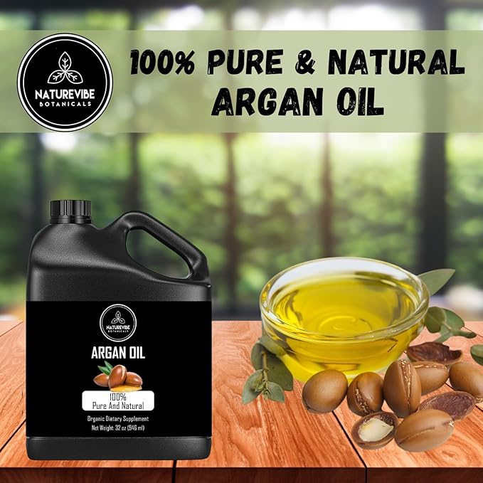 Naturevibe Botanicals Argan Oil 32oz and Castor Oil 32oz | Oil Combo