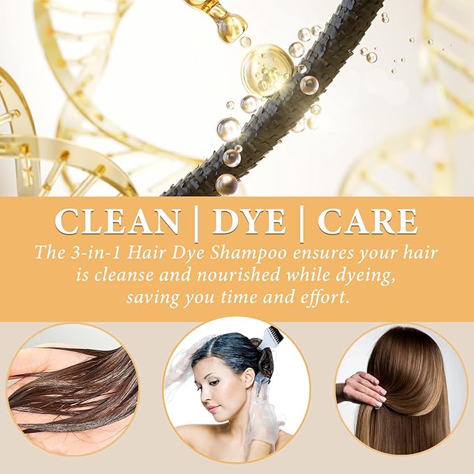 Light Brown Hair Dye Shampoo, 4 Weeks of Vibrant Color in Minutes, 3 in 1 Color Shampoo Hair Dye for Women Men, Natural Brown Coloring Shampoo for Painting Hair, Shampoo Para Canas, Herbal Formula
