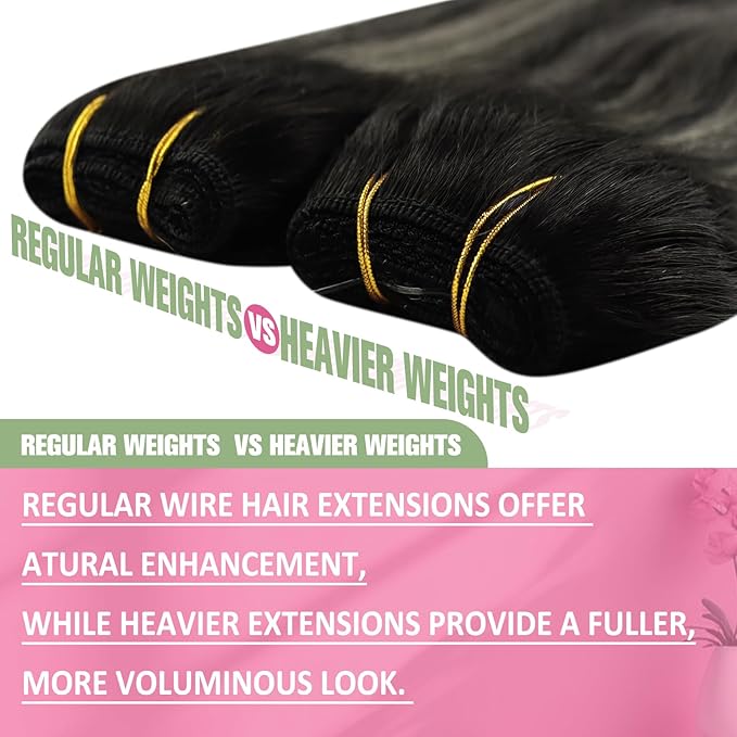 YoungSee Wire Hair Extensions Real Human Hair Ombre Secret Wire Human Hair Extensions Blend of Black and Silver with Black Roots Natural Hair Extensions Human Hair Silky Smooth Hair Extension 14In 80G