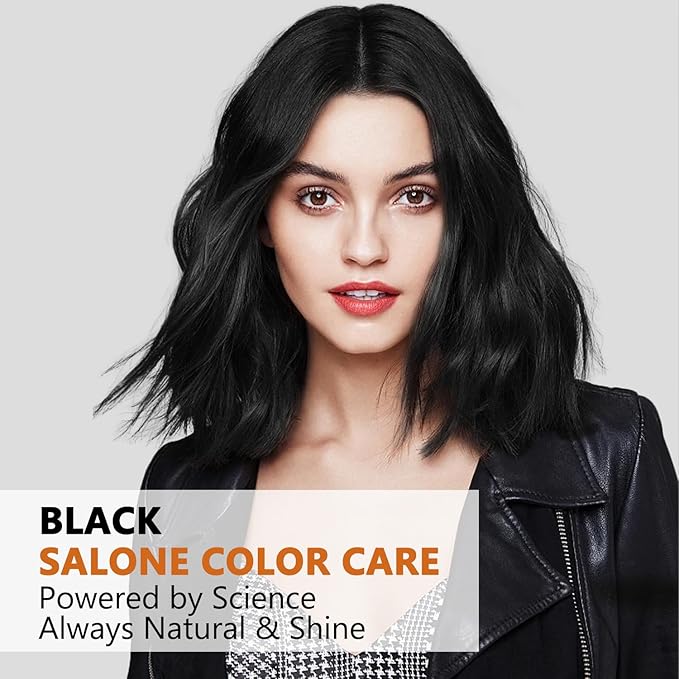 Black Hair Dye Shampoo 3 in 1 for Men Women, Hair Color for 100% Gray Coverage, Shampoo Para Canas for All Hair Types 16.9 Fl Oz (Black)