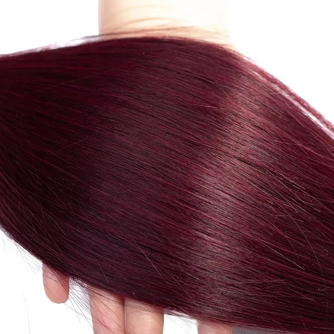 Wine Red Burgundy Straight Bundles Color 99j Burgundy Human Hair Straight Bundles 12 14 16 Inch Double Weft Brazilian Hair Extensions Soft and Silky for Women