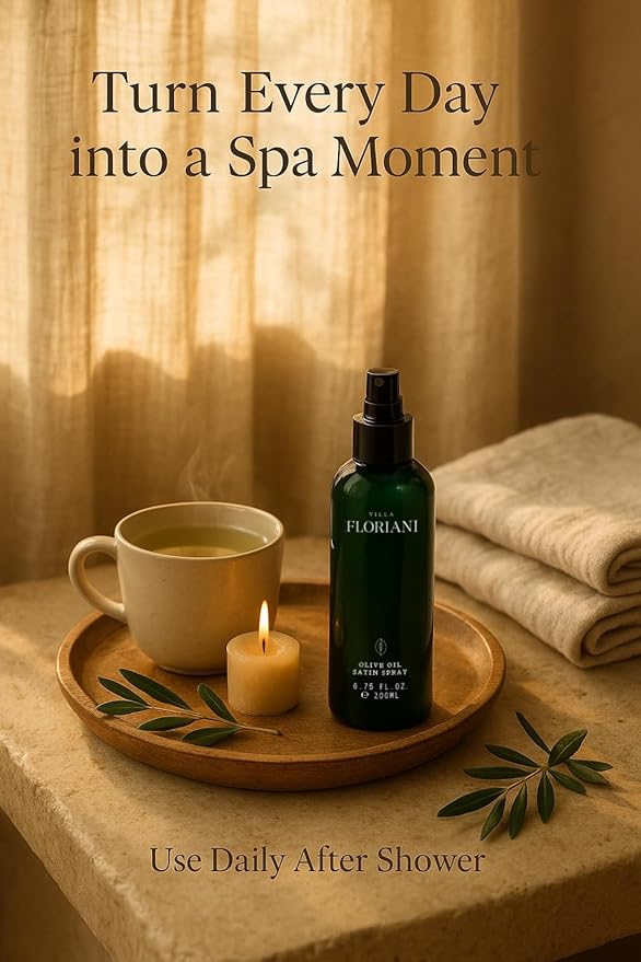 Villa Floriani After Shower Luxury Body Spray with Olive Oil | Nourishing & Moisturizing Mist for Dry, Aging Skin | Fast Absorbing Non Greasy Glow | Naturally Scented Body Oils for Women, 5.07 fl. oz