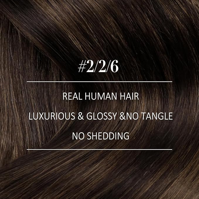 YoungSee 150G Clip in Hair Extensions Balayage Clip on Hair Extensions Dark Brown Mix Medium Brown Highlights Brown Balayage Clip in Extensions Real Hair Suitable for Special Occasions 7Pcs 20In 7Pcs