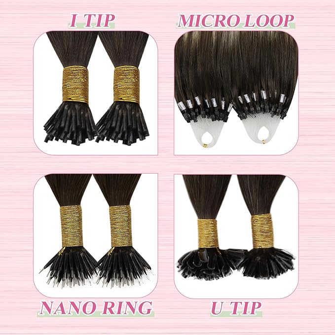 YoungSee Ombre Utip Hair Extensions Balayage Brown Ombre Blonde U Tip Extensions Ombre Utip Remy Human Hair Extensions Brown K Tip Hair Extensions Real Human Hair for Women 18In 50s/50g Silky Straight