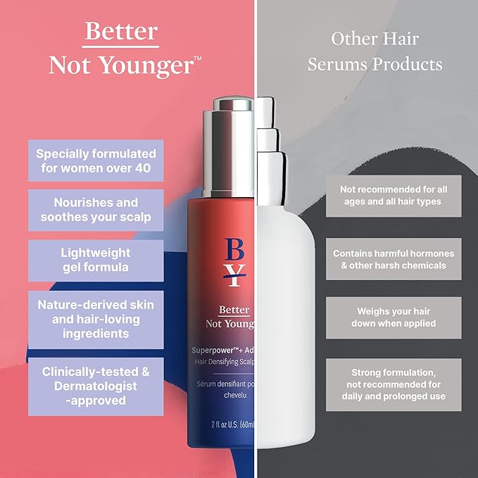 Better Not Younger Superpower+ Advanced Densifying Serum - Hair Fortifier with Biotin, Niacinamide, Rosemary & Apple Cider Vinegar for Stronger, Fuller Hair