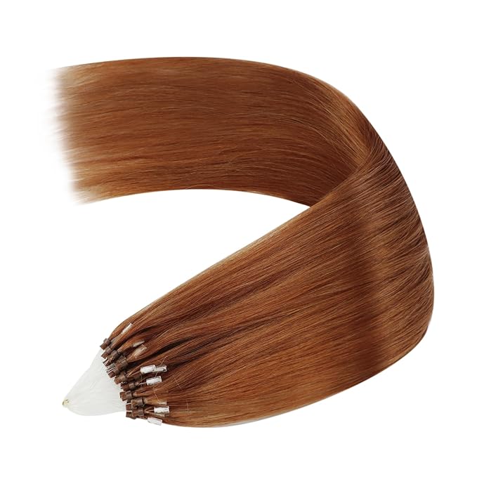 YoungSee Micro Ring Hair Extensions Copper Micro Tip Hair Extensions 16Inch Micro Link Human Hair Extensions Human Hair Extension Micro Beads 25g Bead Hair Extensions 25s