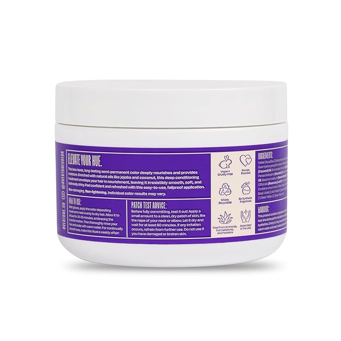 Overtone Color Depositing Semi-Permanent Hair Dye Conditioner - 8 oz For Natural & Color-Treated Hair, Moisturizing Shea Butter & Coconut Oil - Vegan & Cruelty-Free, Vivid Violet