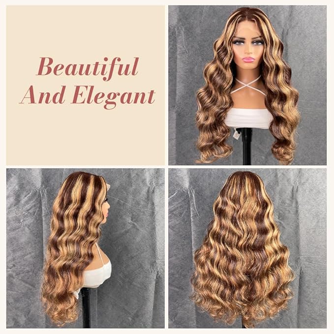 28 Inch 9x6 Blonde Glueless Lace Front Wigs Human Hair Pre Plucked Pre Cut 220% Density Loose Body Wave Wig Human Hair Glueless Wigs for Black Women
