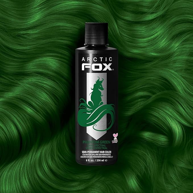 Arctic Fox Semi-Permanent Hair Dye, Vegan & Cruelty-Free, Conditioning, Ammonia-Free, Vibrant Phantom Green, Long Lasting Color, For All Hair Types, 8 Fl Oz (Pack of 2)