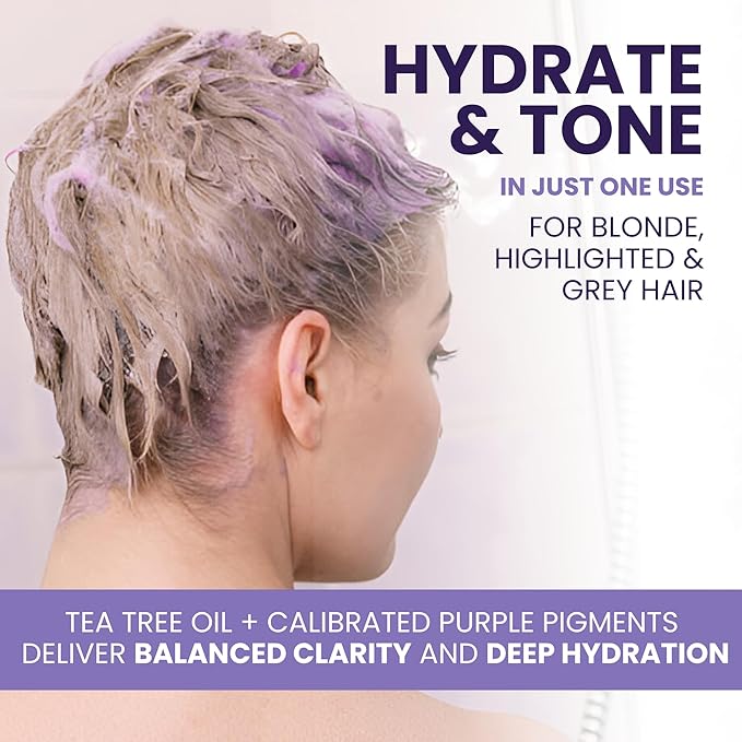 Tea Tree Purple Conditioner, Anti-Brass Toner for Blonde, Silver & Gray Hair, Softens, Repairs Damaged Hair & Salon-Grade Hair Toner Conditioner, 16 fl oz