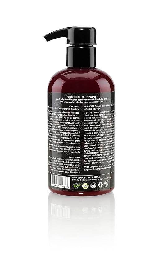 MOEHAIR Semi-Permanent Hair Color | Temporary Red Hair Dye 8 Oz | No Ammonia, Sulfate or Paraben | Intermixable & Vegan | Voodoo Fire Engine Bright Red Hair Color | Drip-Free Formula | Easy to Use
