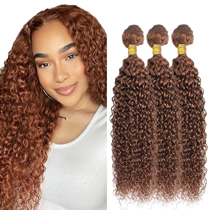26 28 30 Inch Light Brown Bundles Human Hair Color #30 Water Wave Bundle Light Brown Wet and Wavy Bundle Color #30 Human Hair Bundles