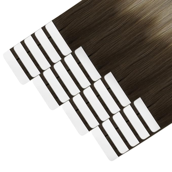 YoungSee Human Hair Tape in Extensions Balayage Brown Tape in Hair Extensions Real Human Hair Brown Ombre Blonde with Medium Brown Tape Human Hair Extensions Silky Straight 20 Inch 20pcs 50g