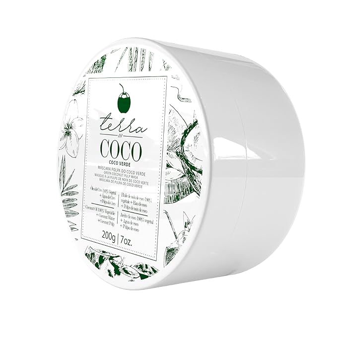 Terra Coco Verde Mask | Vegan | Moisturizes and Nourishes | Ideal for Extremely Dry and Worn Hair Damaged by Sun or Chemicals| Removes Dead Cells | Acts as a Sunscreen | 7.0 oz
