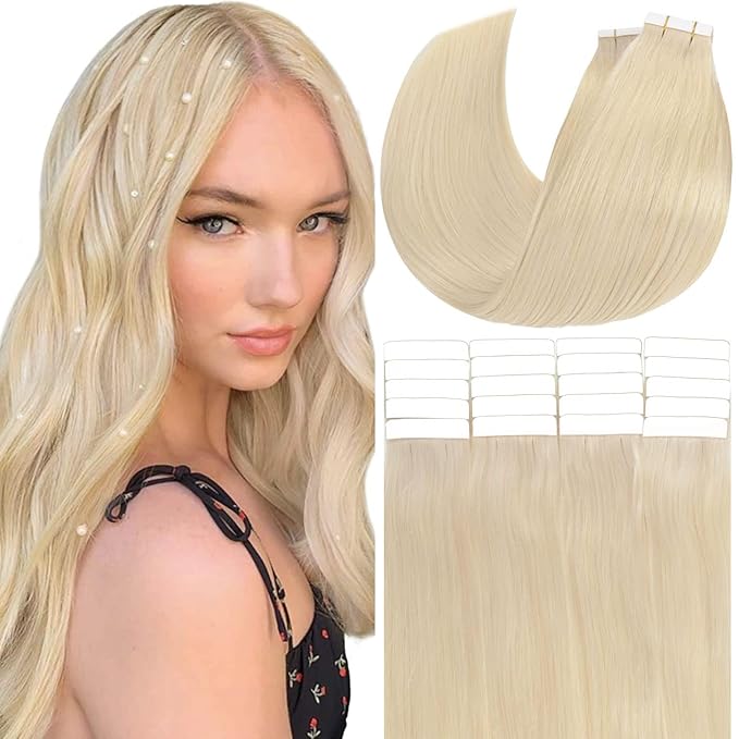 Anrosa Tape In Human Hair Extensions Premium Quality Silky Hair Natural 20 Inch 50g Tape In Hair Extensions Real Remy Human Human Hair 20Pcs