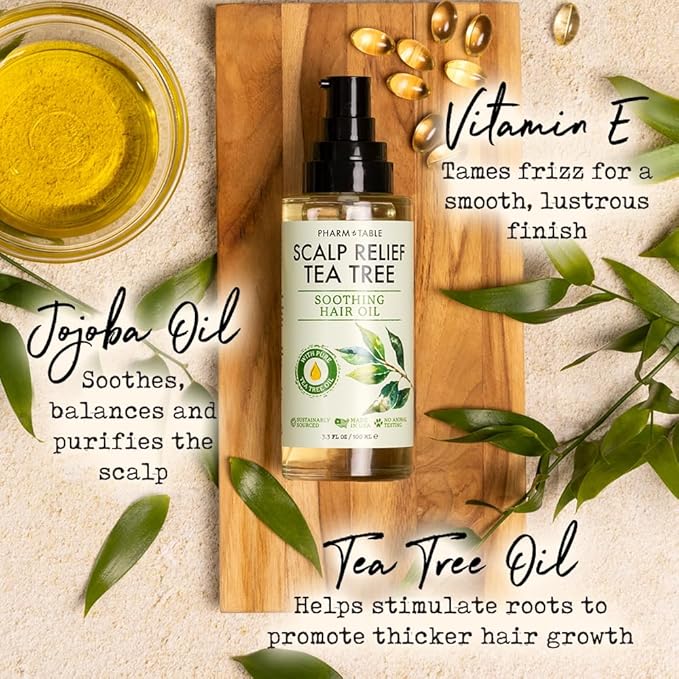 Tea Tree Hair Oil for Itchy Scalp - Infused With Tea Tree Oil, Mint, Vitamin E, and Jojoba Oil, 100ml