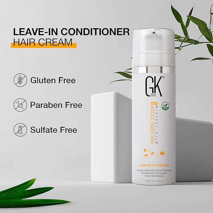 GK HAIR Vegan leave in conditioner for curly hair (4.4 Fl Oz/130ml) Conditioning Hydrating Smoothing Moisturizing & Frizz Control For Dry Damaged Hair Taming before Swimming or Exercise