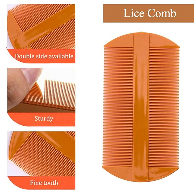 Dandruff Comb Fine Tooth Scalp Detox Comb Lice for Women, Men & Kids Stainless Steel Scalp Detoxing, Sweep & Massage Hair Brush Tool for Hair Care (2PC Black+Orange)