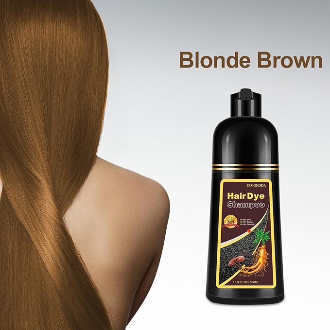 Blonde Brown Hair Dye, Hair Dye Shampoo for Women & Men, Color Shampoo Hair Dye, Shampoo Para Pintar El Cabello 16.9 Fl Oz, Safe and Natural Champu Para Canas (Blonde Brown)