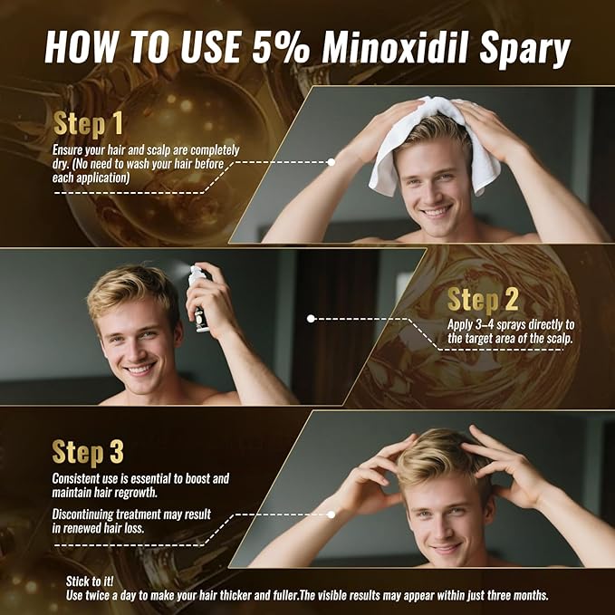 5% Minoxidil Spray for Men & Women (4 Month Supply)-Extra Strength Hair Growth Spray with Biotin & Castor Oil,Clinically Proven for Thinning Hair & Beard Regrowth, Non-Greasy Formula 4 pack(8.12 oz)