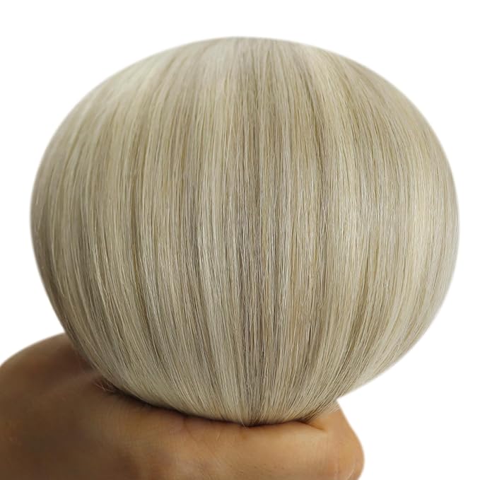 YoungSee Ombre Blonde Human Hair Weft Extensions Straight Silky Sew in Real Human Hair Extensions Ash Blonde Ombre Sunkissed Blonde Sew in Hair Extensions Human Hair 24Inch 100G