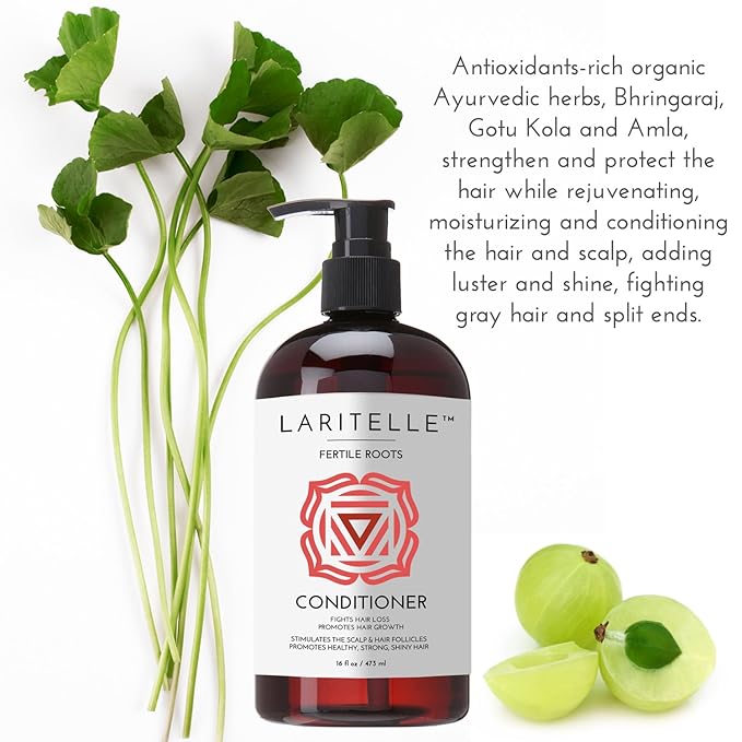 Organic Hair Growth Set Shampoo 17 oz + Conditioner 16 oz + Hair Loss Treatment 4 oz Ayurvedic Herbs, Lavender, Ginger, Rosemary NO GMO, Sulfates, Gluten, Alcohol, Parabens, Phthalates