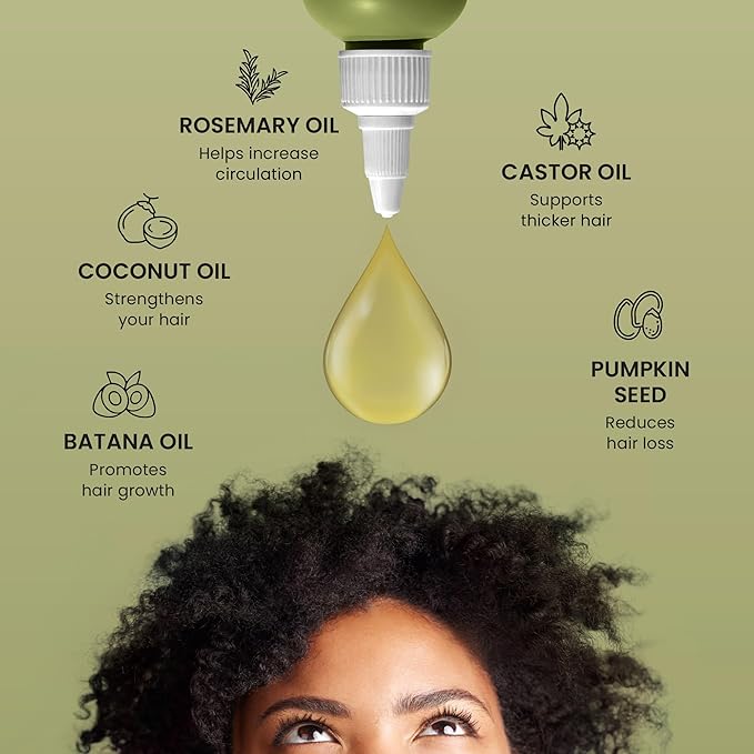 Batana Oil For Hair Growth - 100% Pure, Raw & Natural Blend With Organic Castor, Pumpkin Seed, Coconut and Rosemary Oil - Thicker, Stronger Hair For Men & Women Scalp (1 Pack)