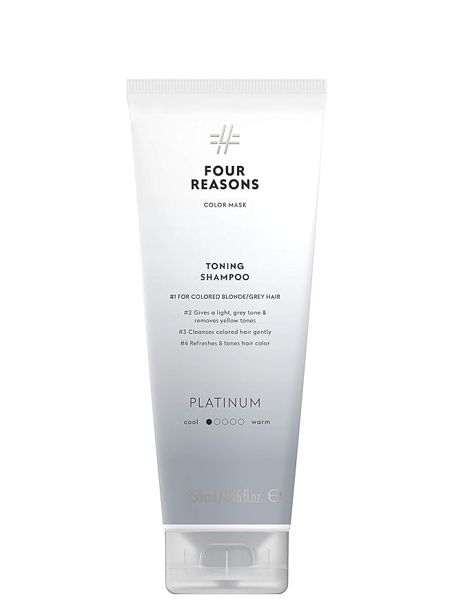 FOUR REASONS Color Depositing Shampoo for Color Treated Hair - Platinum Blonde/Grey, Sulfate Free Grey Hair Toner, , 8.45 Fl Oz