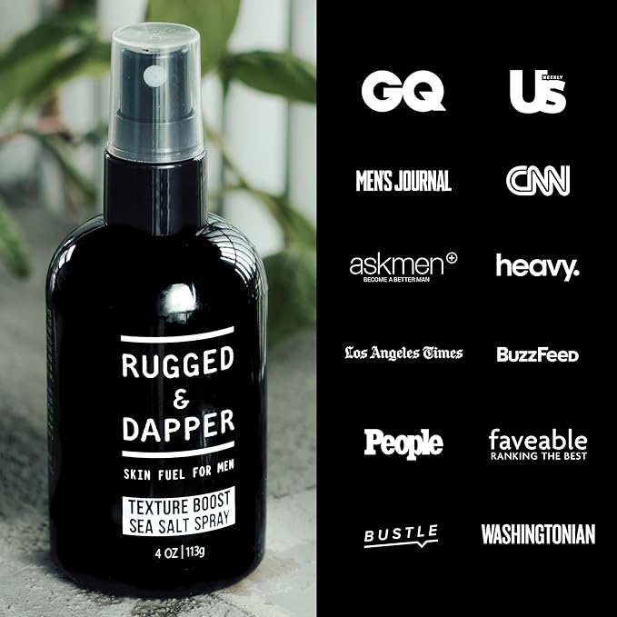 RUGGED & DAPPER Texture Boost Sea Salt Spray for Men - 4 oz, Hair Styling Agent, Adds Body and Fullness to Hair, Enhances Natural Texture, Locks in Moisture, Ocean Fresh Scent